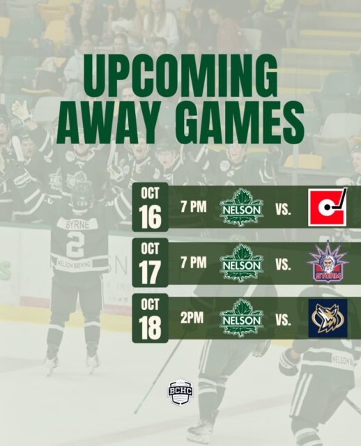 A BIG weekend ahead for the Leafs! ⚡️
Three away games in three days!
Friday, October 16 vs Merritt Centennials.
Saturday, October 17 vs Kamloops Storm.
Sunday, October 18 vs Osoyoos Coyotes.
Who’s tuning in to watch the games on FloHockey?
If you’re in Nelson, head down to Uptown to catch all the games live and grab your game-day deal while you’re at it! 🍻
